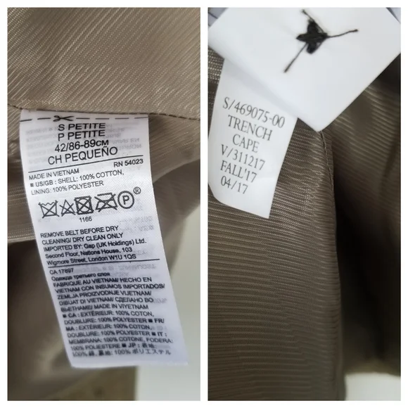 Banana Republic Water Resistant Trench Cape, SP - Picture 9 of 10